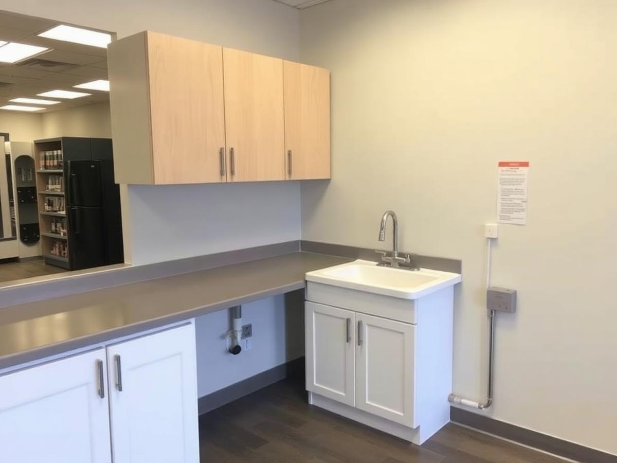 Retail fit out. Break room sink and supply lines set before the store opened.
