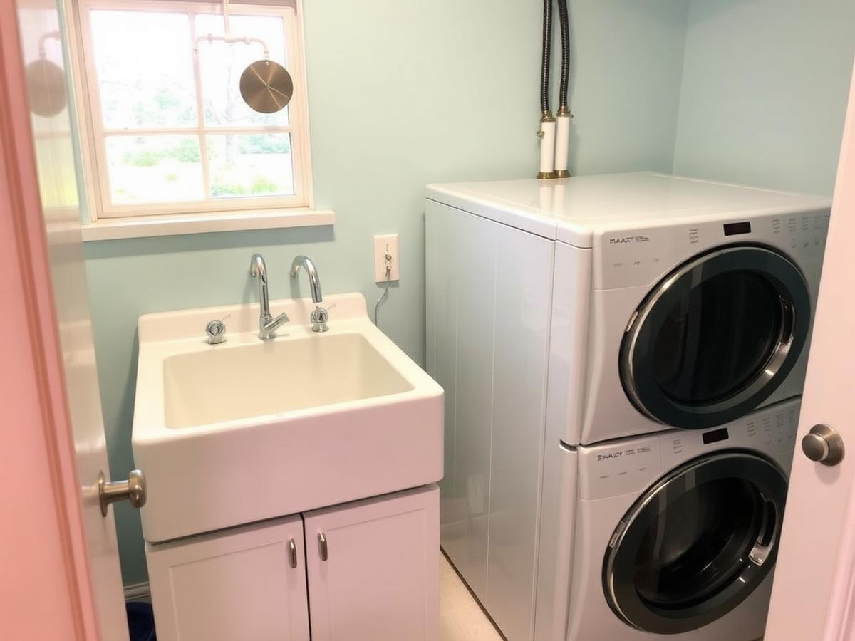 Laundry hookups. Utility sink and washer connections replumbed in an occupied home.
