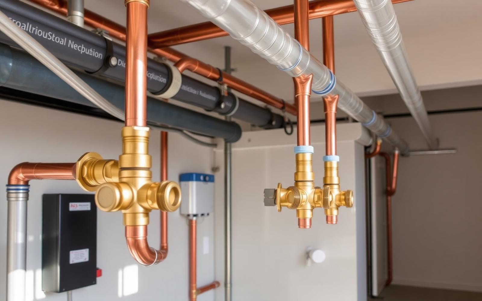 Commercial plumbing riser and copper mains in a New Jersey office building