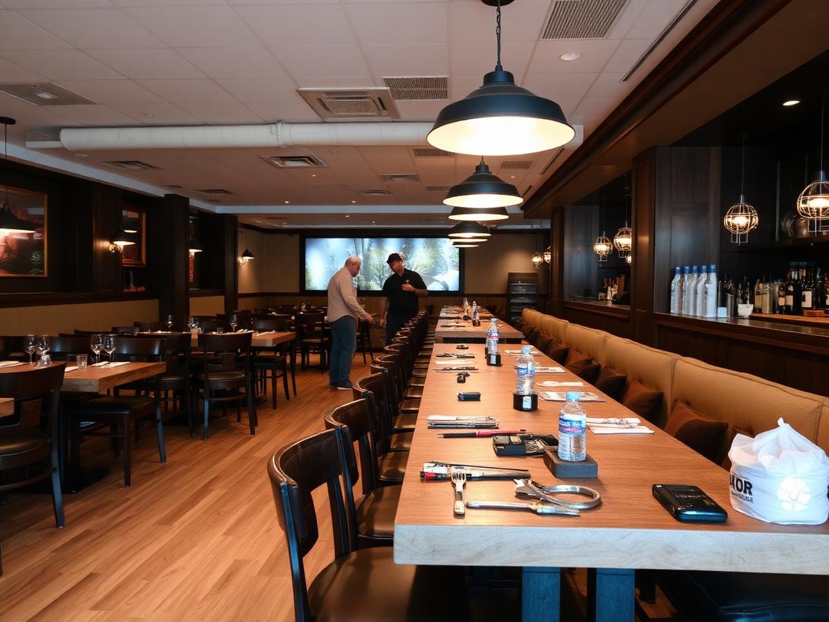 Restaurant dining room and bar during buildout