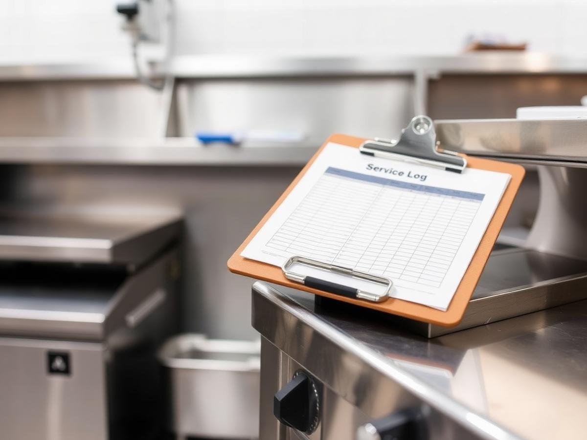 Service log on kitchen equipment after a cleaning