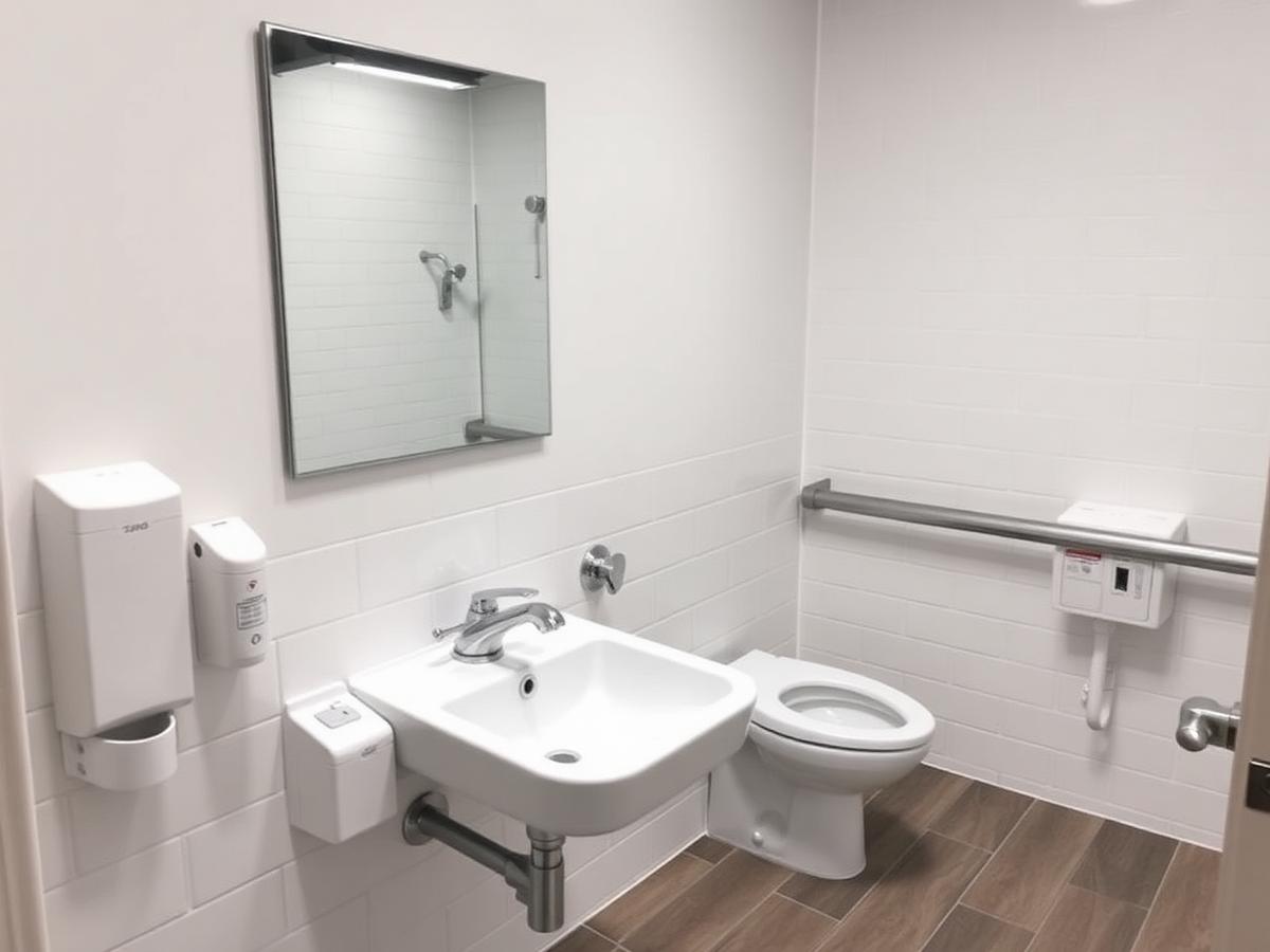 ADA restroom with fixtures set in a retail space
