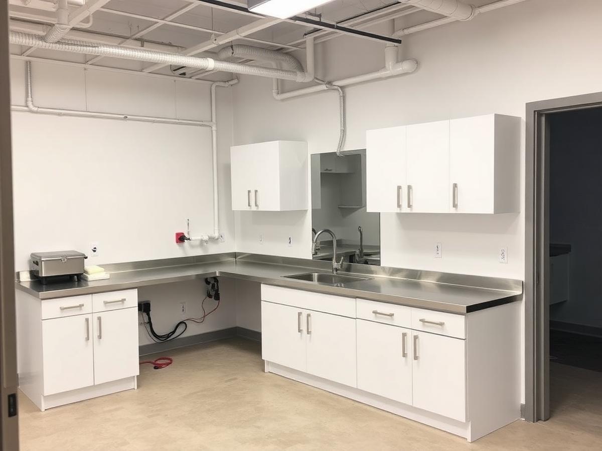 Break room sink supply and waste rough in