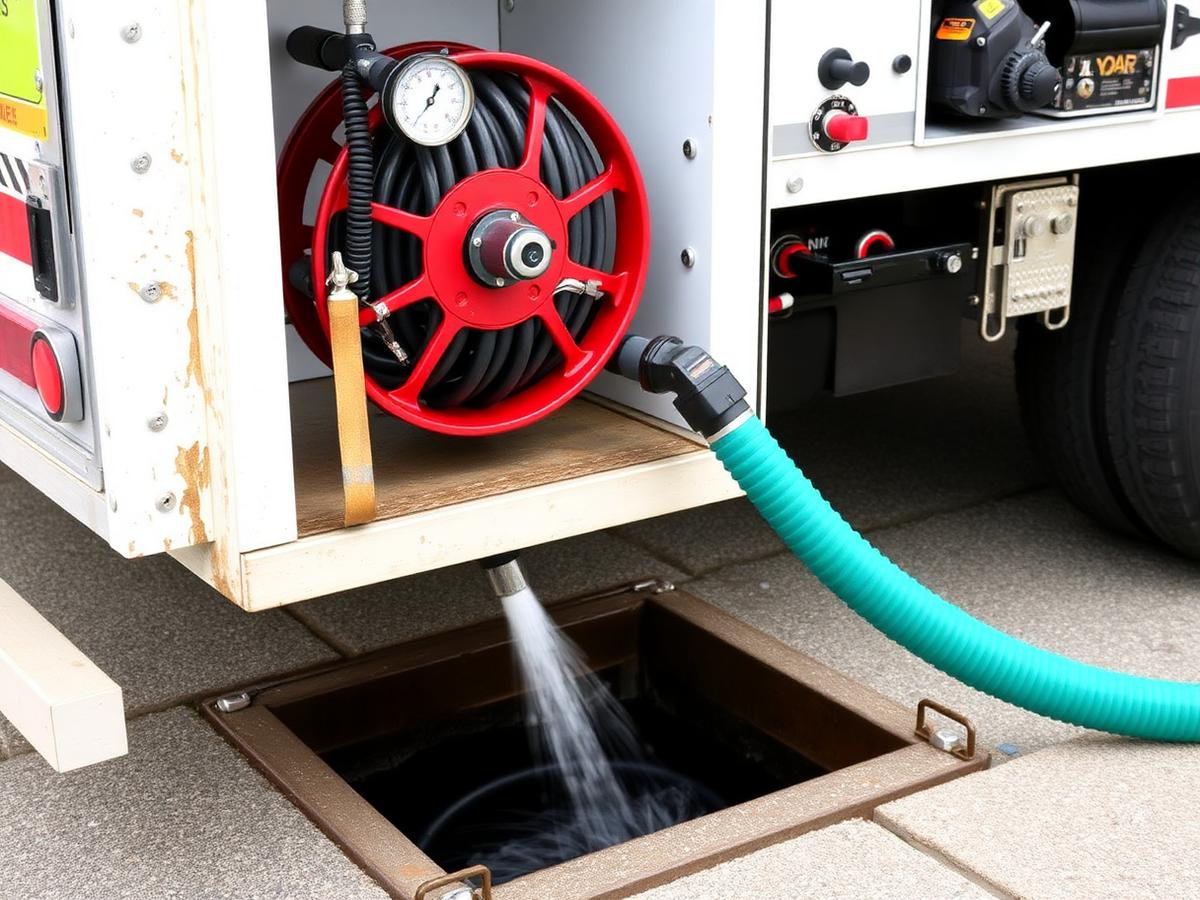 Sewer camera monitor showing the inside of a drain line