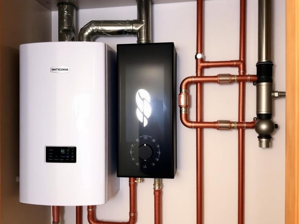 Wall mounted tankless water heater with copper piping